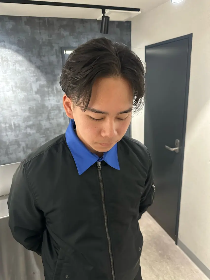 ミディアム パーマ メンズ センターパート カット パーマ 💈原宿指名No.1 センターパート💈のヘアスタイル