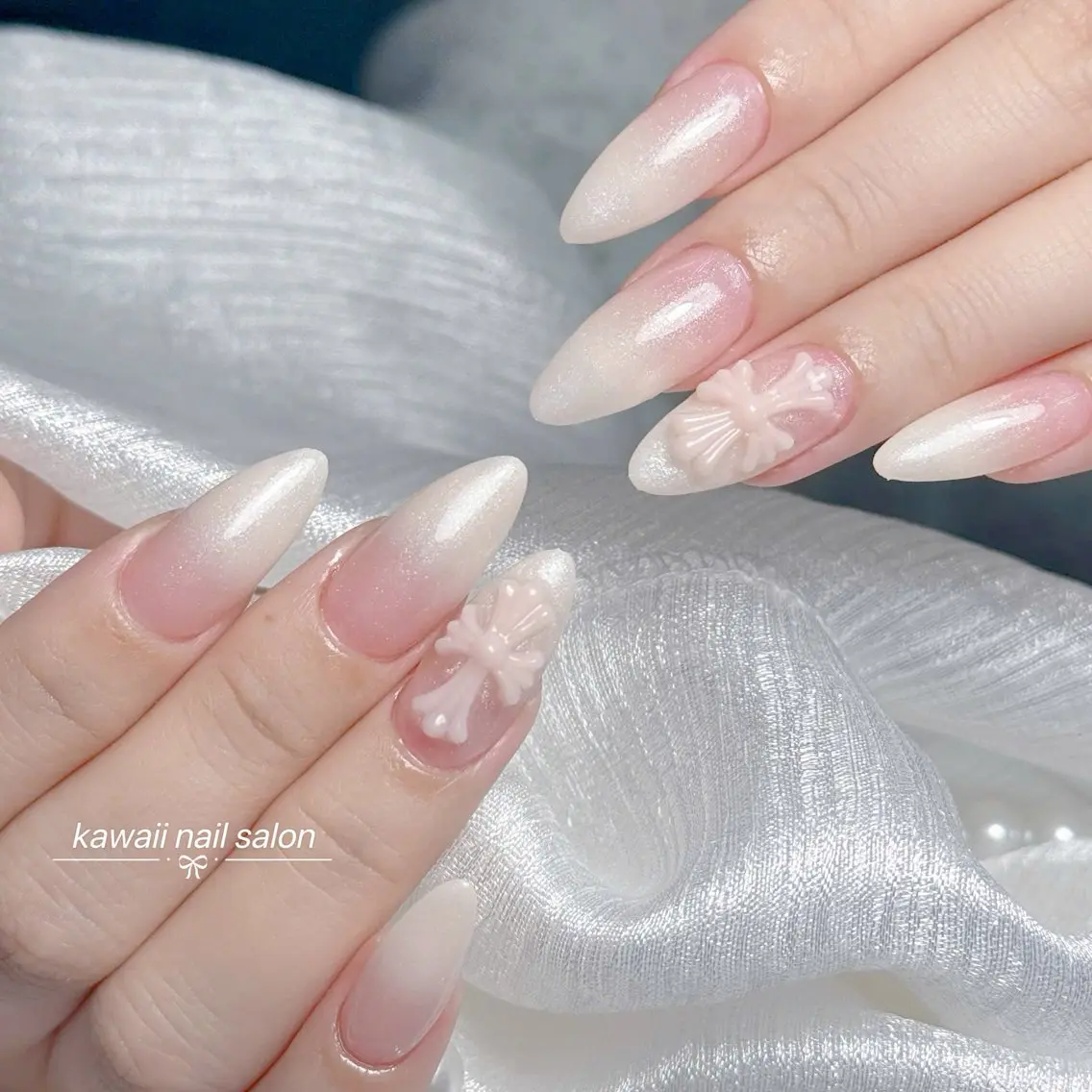 ネイル チークネイル ドット フレンチネイル 韓国ネイル レース Kawaii _Nailのネイルデザイン