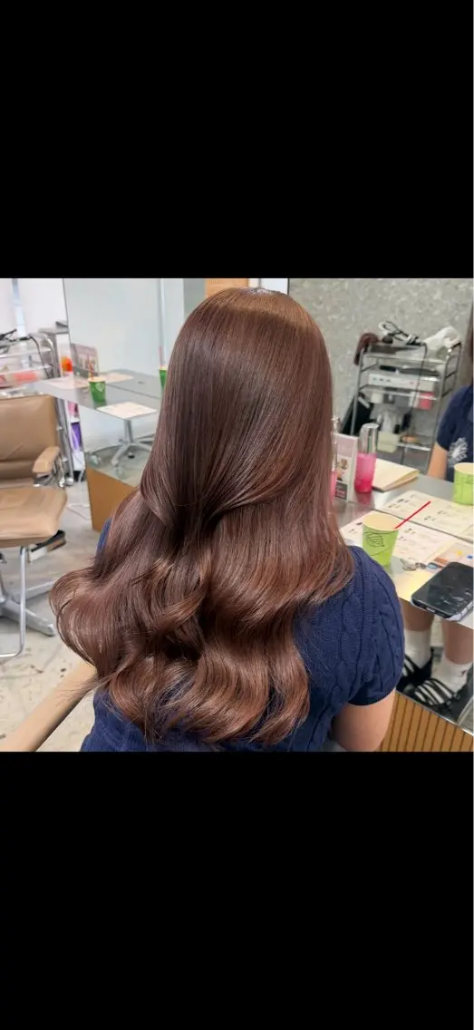 セミロング カラー ブリーチ ブラウンカラー ブリーチなしカラー ピンクカラー ピンクブラウン ヘアカラー 色落ちまで可愛い ヘーゼルベージュ🤎のヘアスタイル