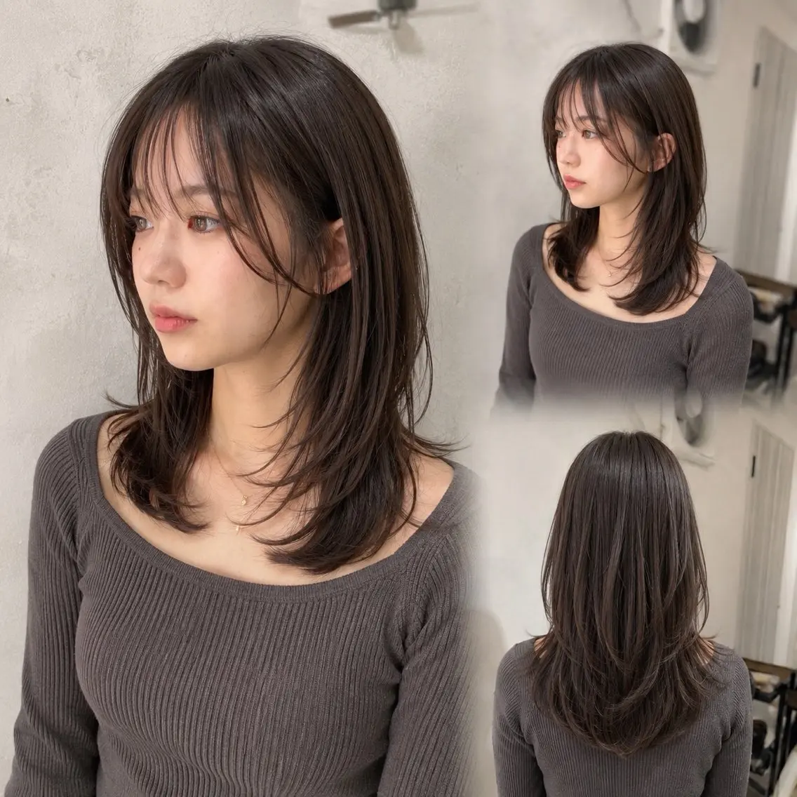 セミロング 天王町×韓国レイヤー 髪質改善  佐藤友茉のヘアスタイル
