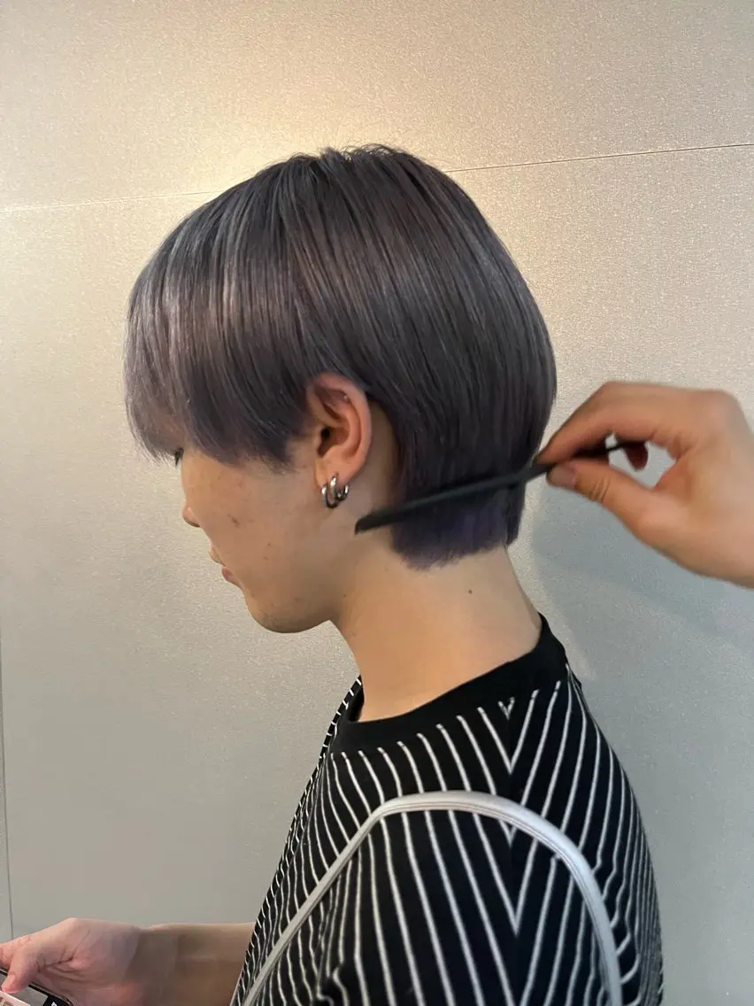 ショート メンズ メンズブリーチ メンズインナーカラー メンズ韓国風 ボブ タンバルモリ 韓国ボブ/ハッシュ カットKIRAのヘアスタイル