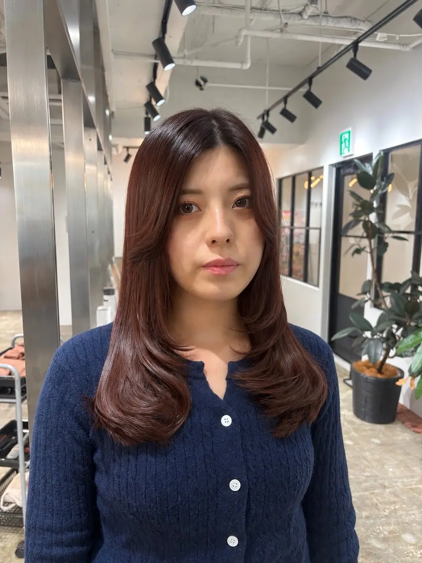 ロング カラー ブラウンカラー チョコレートブラウン 韓国風ヘア レイヤーカット カット トリートメント 🎀透明感カラー/韓 国レイヤー／Airiのヘアスタイル