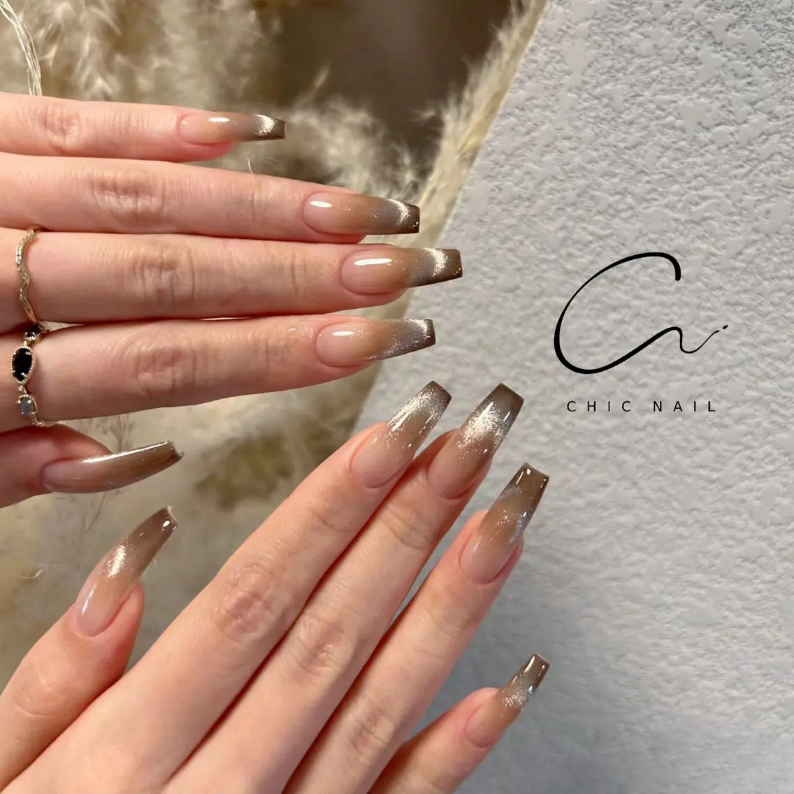 🧚🏻♀️チップ長さ出し🧡マグネットグラデーションフレンチ✨カラーベース付け『チーク変更可』の写真