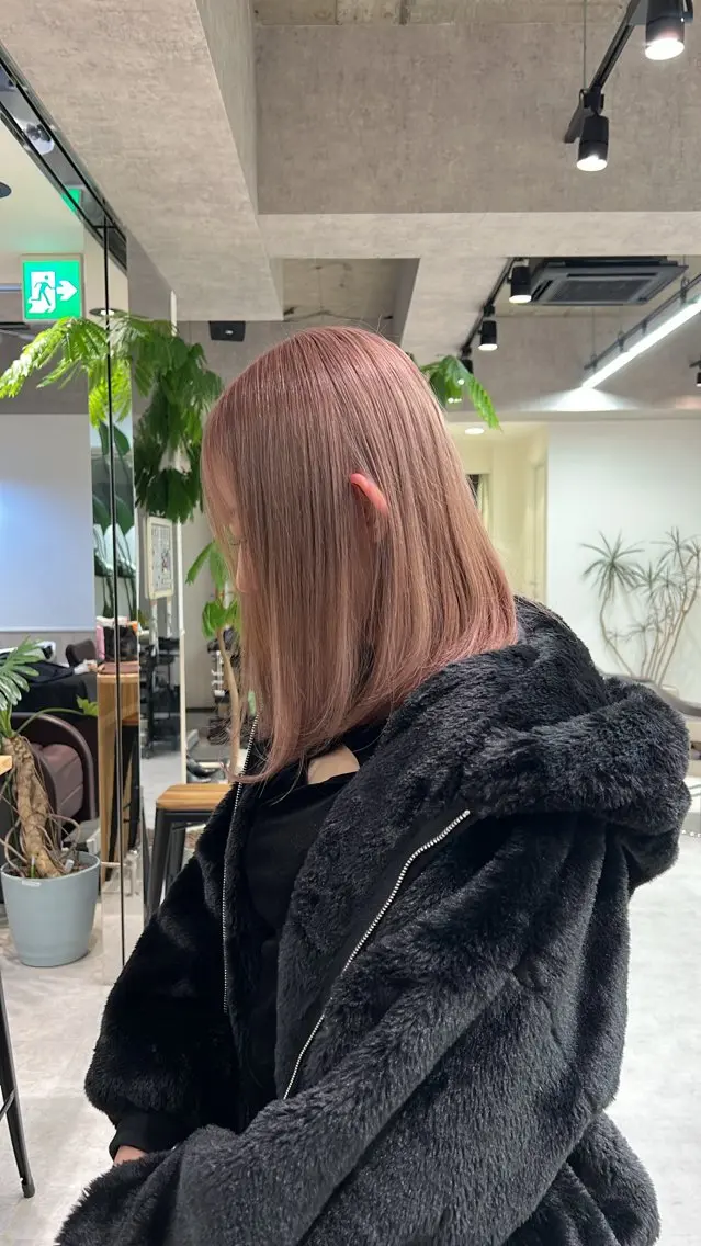 ミディアム カラー ベージュカラー ブリーチ ピンクカラー ピンクベージュ ヘアカラー 透明感カラー/レイヤ ー/ MARIEのヘアスタイル