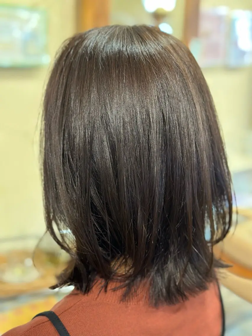 セミロング アッシュ くびれヘア レイヤーカット 外ハネヘア 冨士 美織のヘアスタイル