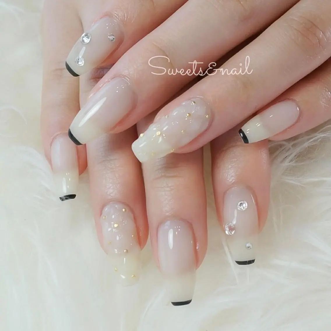 ネイル 長さ出し フレンチネイル ジェルネイル 持ち込み ぷっくりネイル Sweets＆ nail みなこのネイルデザイン