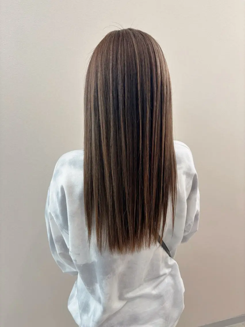 ロング カラー ハイライトカラー ハイライト 角谷 靖子のヘアスタイル