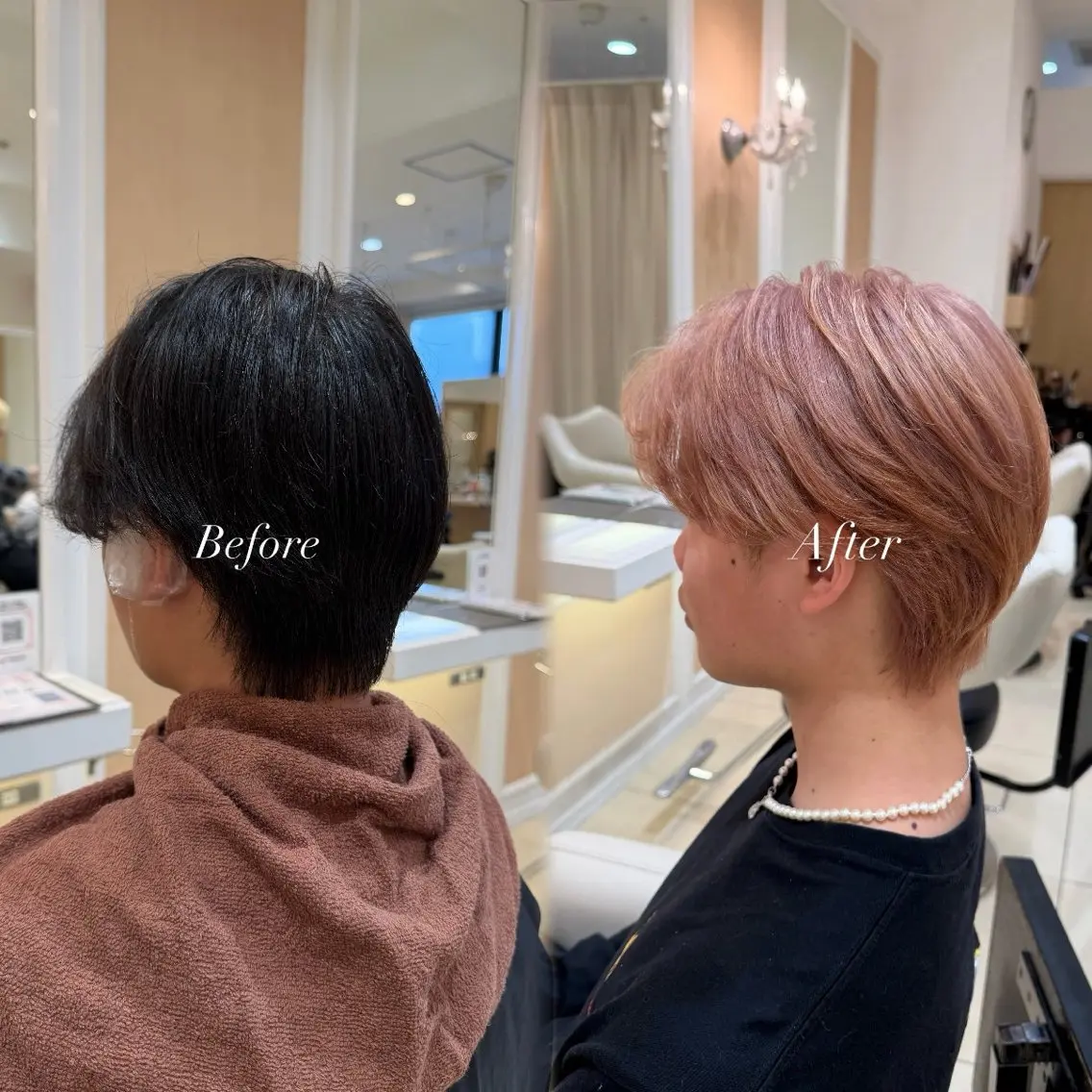 カラー メンズ メンズブリーチ ブリーチ ピンクカラー カット ヘアカラー ☆Ash中目黒 浦野遥☆*。のヘアスタイル