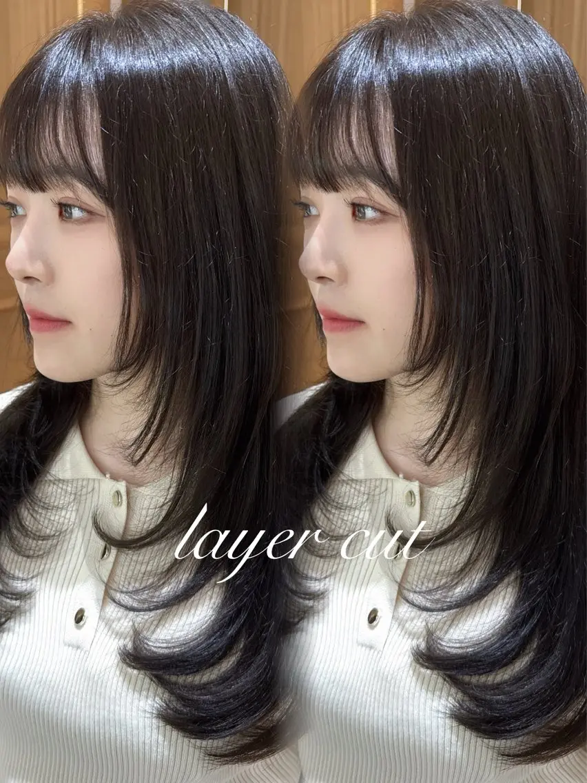 ロング カラー レイヤーカット❤︎ 韓国ヘア❤︎YUKAのヘアスタイル