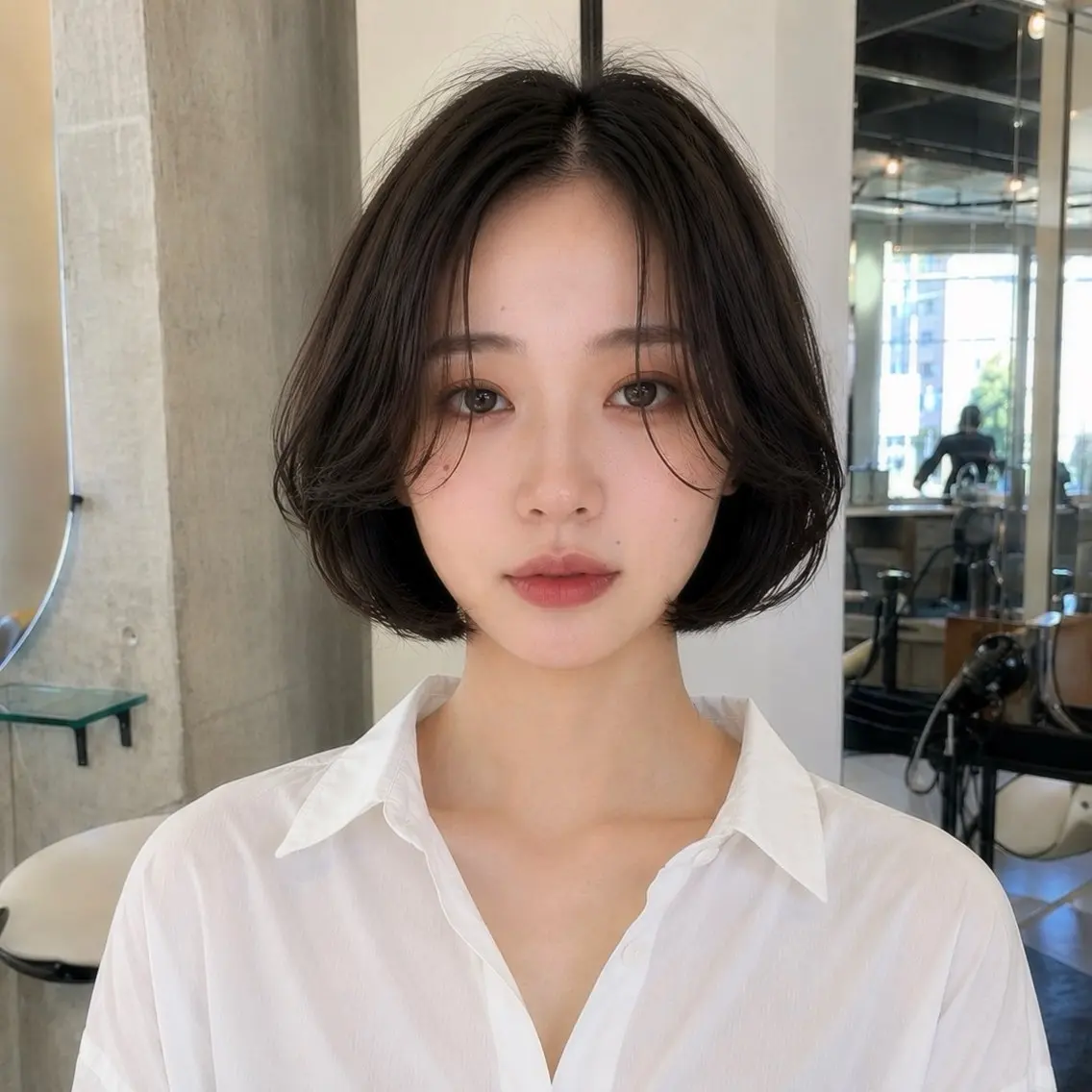 ショート カラー パーマ ボブ タンバルモリ 韓国風ヘア 縮毛矯正 カット ヘアカラー 縮毛矯正 トリートメント 縮毛矯正/艶髪/ 透明感カラー/たくまのヘアスタイル