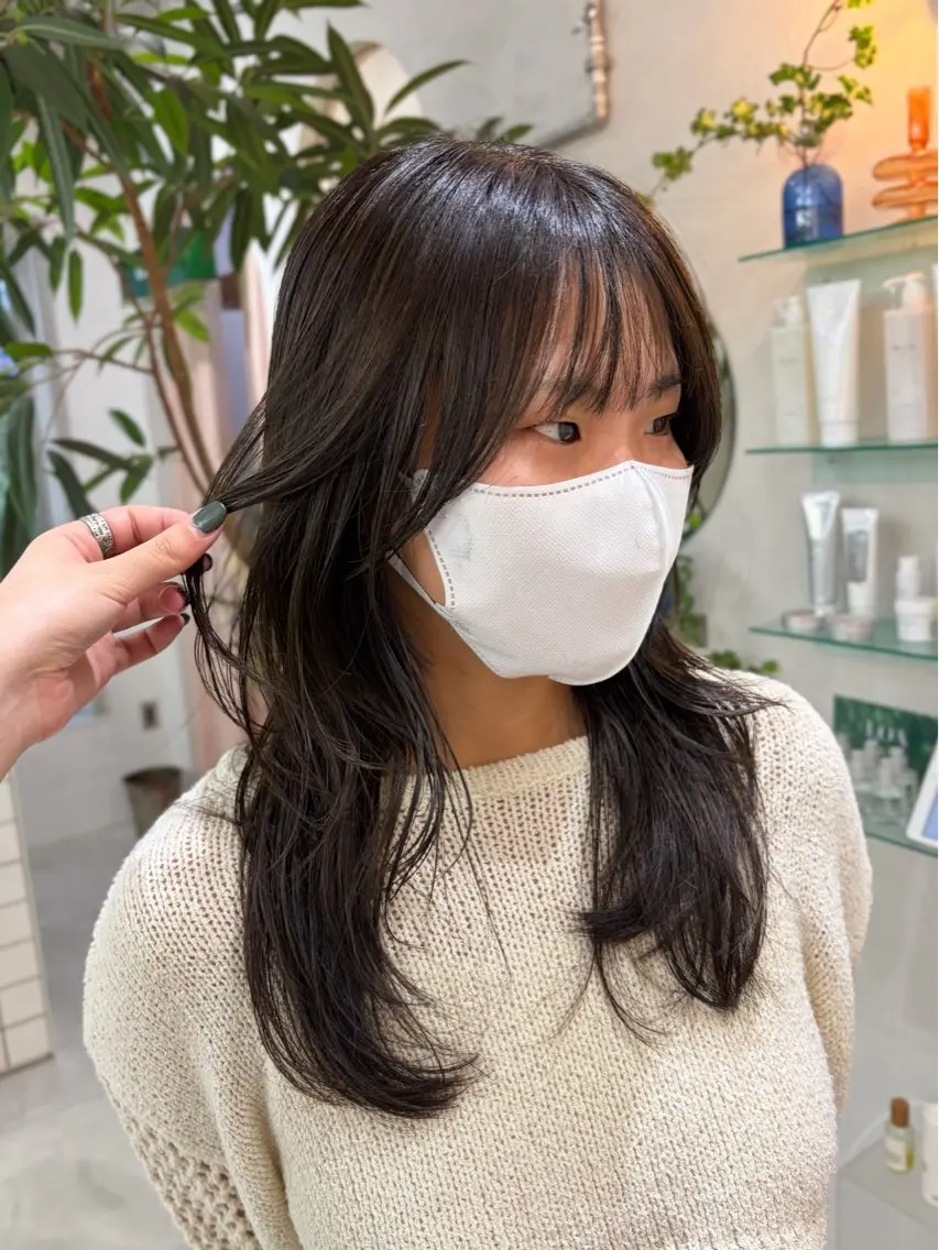 ロング レイヤーカット 小顔カット カット ワンホン/韓国ヘア 🖤櫻木李紗のヘアスタイル