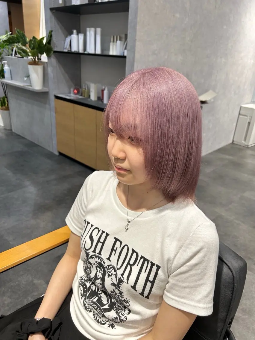 ミディアム ピンクラベンダー プルエクステ/インナ ーカラー🦊はるなのヘアスタイル
