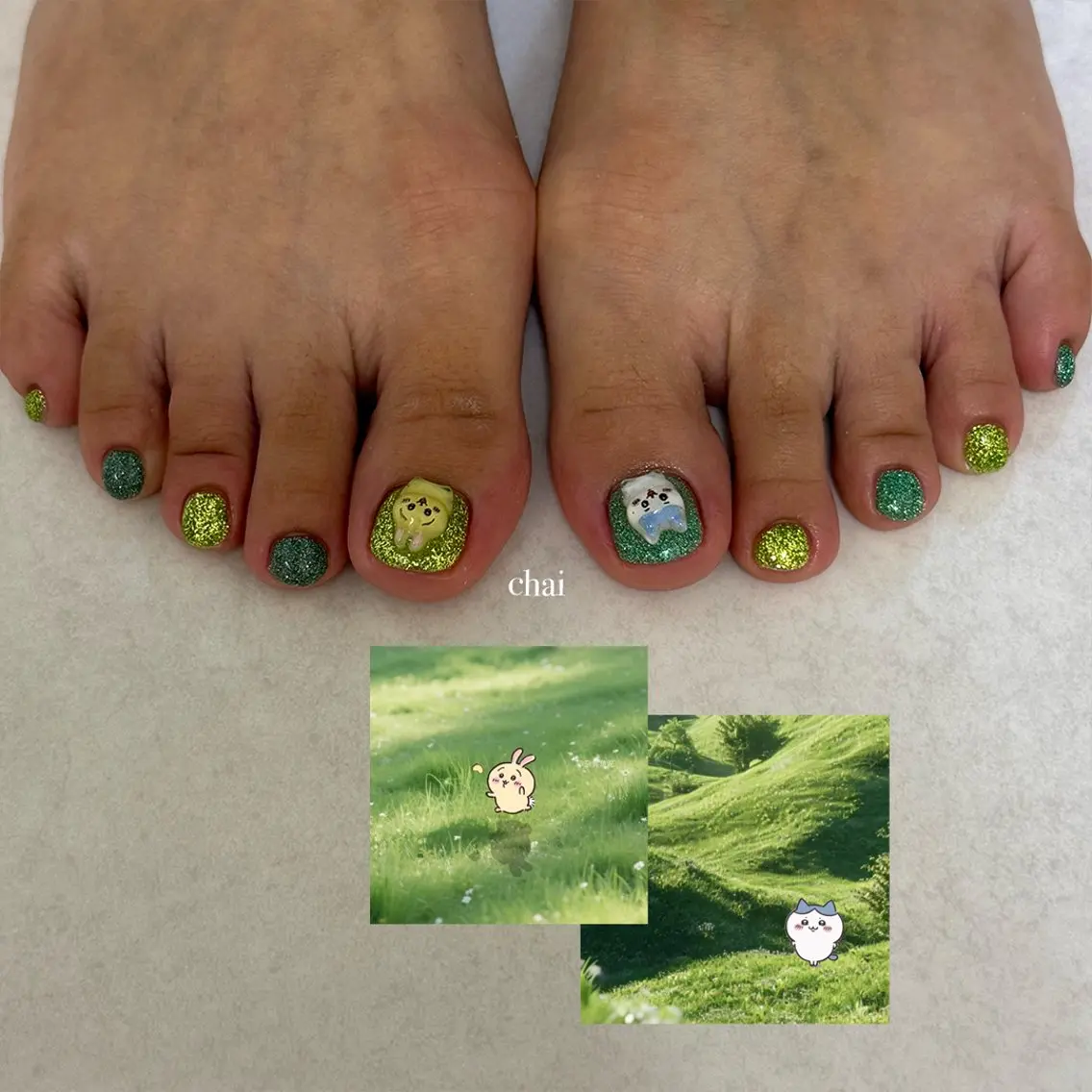 ネイル フラッシュネイル ラメ(グリッター) フットネイル chai nail + eye📍鶴橋のネイルデザイン