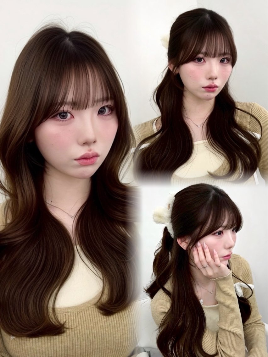 ロング カラー くびれヘア 顔周りカット 韓国風ヘア レイヤーカット 小顔カット カット ヘアカラー トリートメント 韓国ヘア/顔周り ヘアセット/加藤優里のヘアスタイル