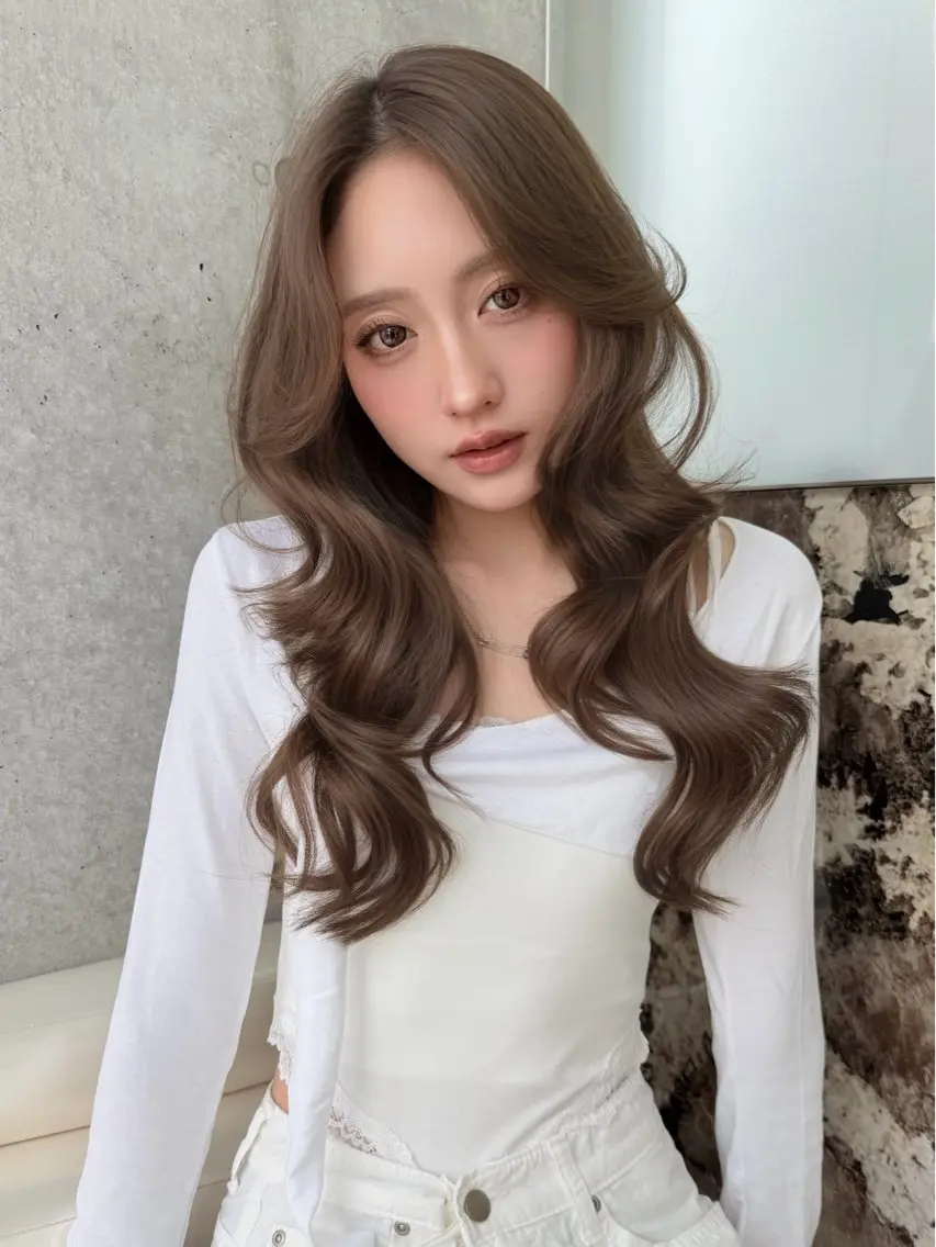 ロング ヘアアレンジ チョコレートブラウン 韓国風カラー 髪質改善 韓国風ヘア カット ヘアカラー トリートメント ヘアセット 🍂秋の透明感カラー 🧡縮毛矯正櫻井のヘアスタイル