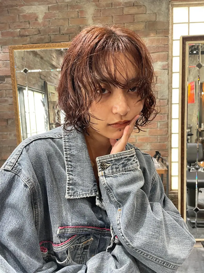 ミディアム パーマ ミディアムパーマ ボブ 鎌田健 センターパート/渋谷のヘアスタイル