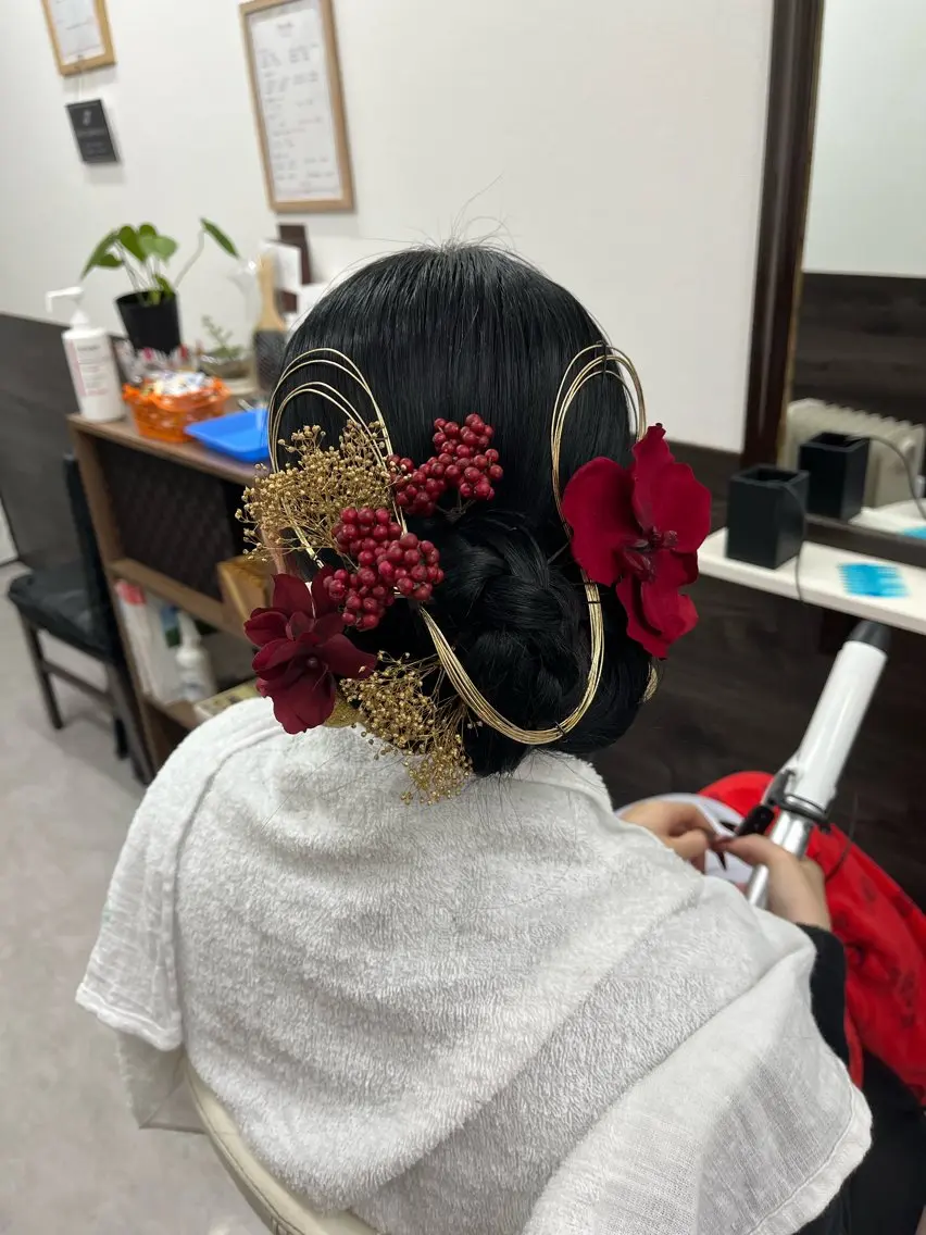 ヘアアレンジ 成人式 着付け CuTou シンカのヘアスタイル