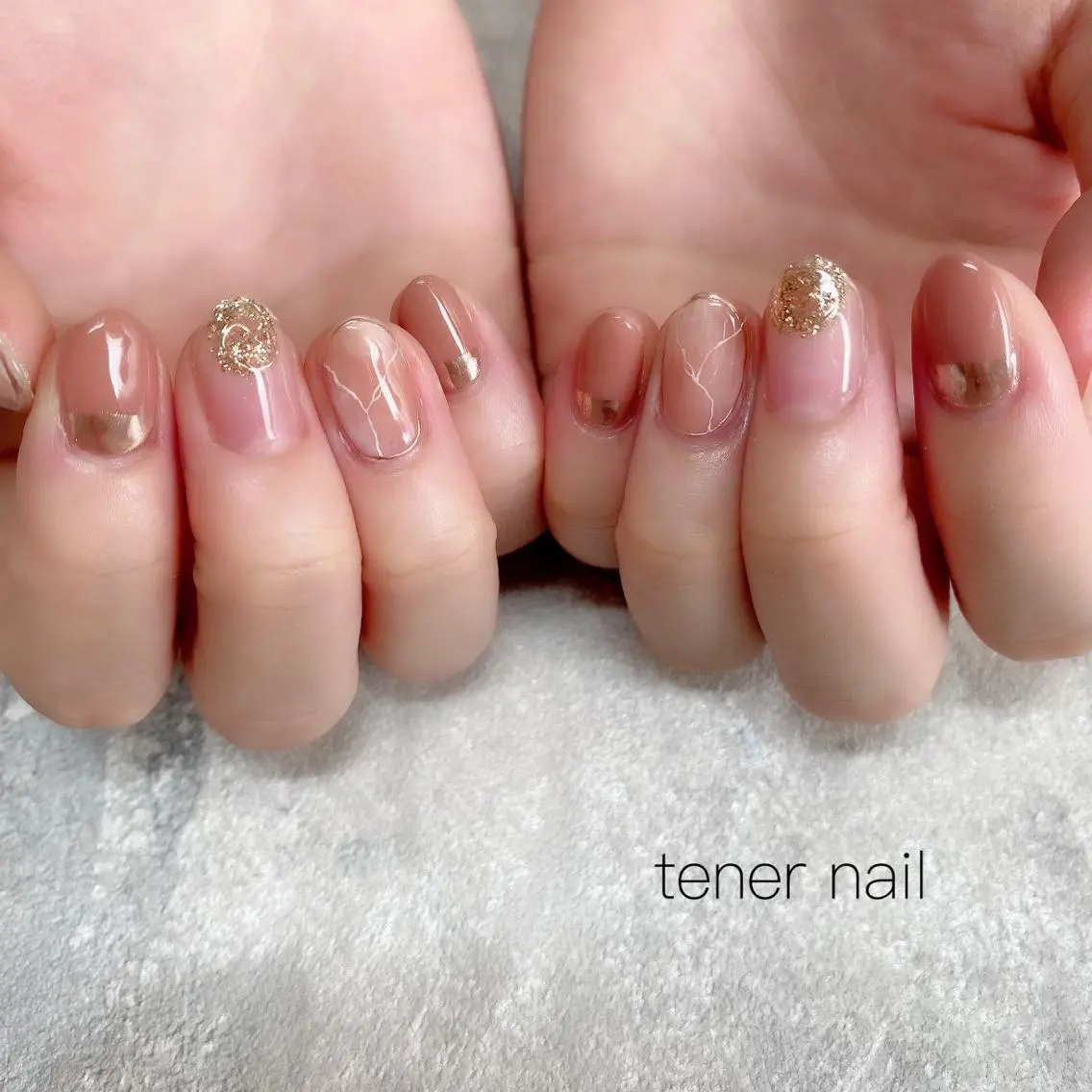 ネイル フレンチネイル 大理石ネイル(マーブル) ミラーネイル テネルネイル tener nailのネイルデザイン