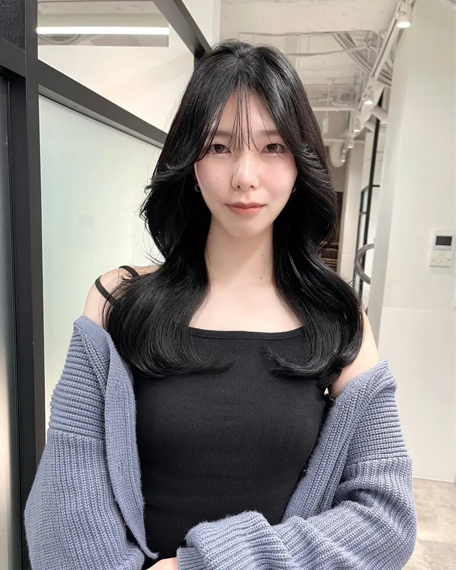 ロング 韓国風ヘア レイヤーカット カット ヘアカラー トリートメント 韓国レイヤーカット 髪質改善▫️水野有真のヘアスタイル