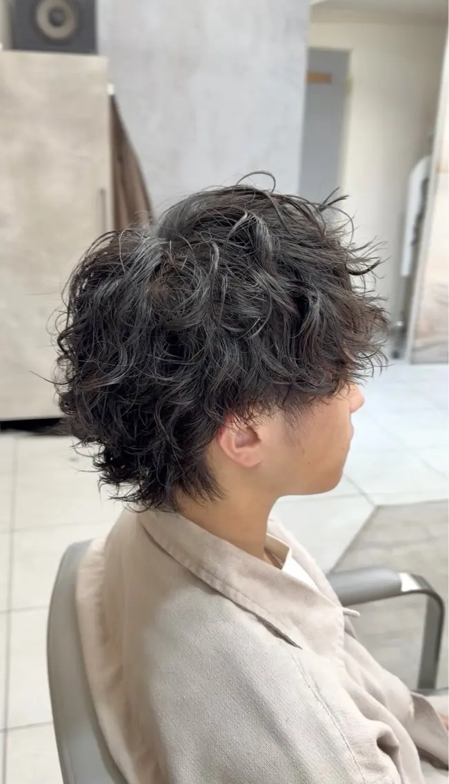 パーマ メンズ カット パーマ 颯/ツイスパ/波巻き /レディースモデルのヘアスタイル
