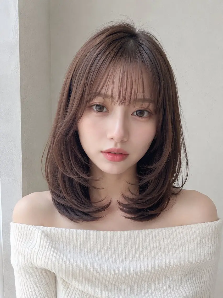 ミディアム ミディアムレイヤー レイヤーカット 🐣無料カット🐣 こばやし なおのヘアスタイル