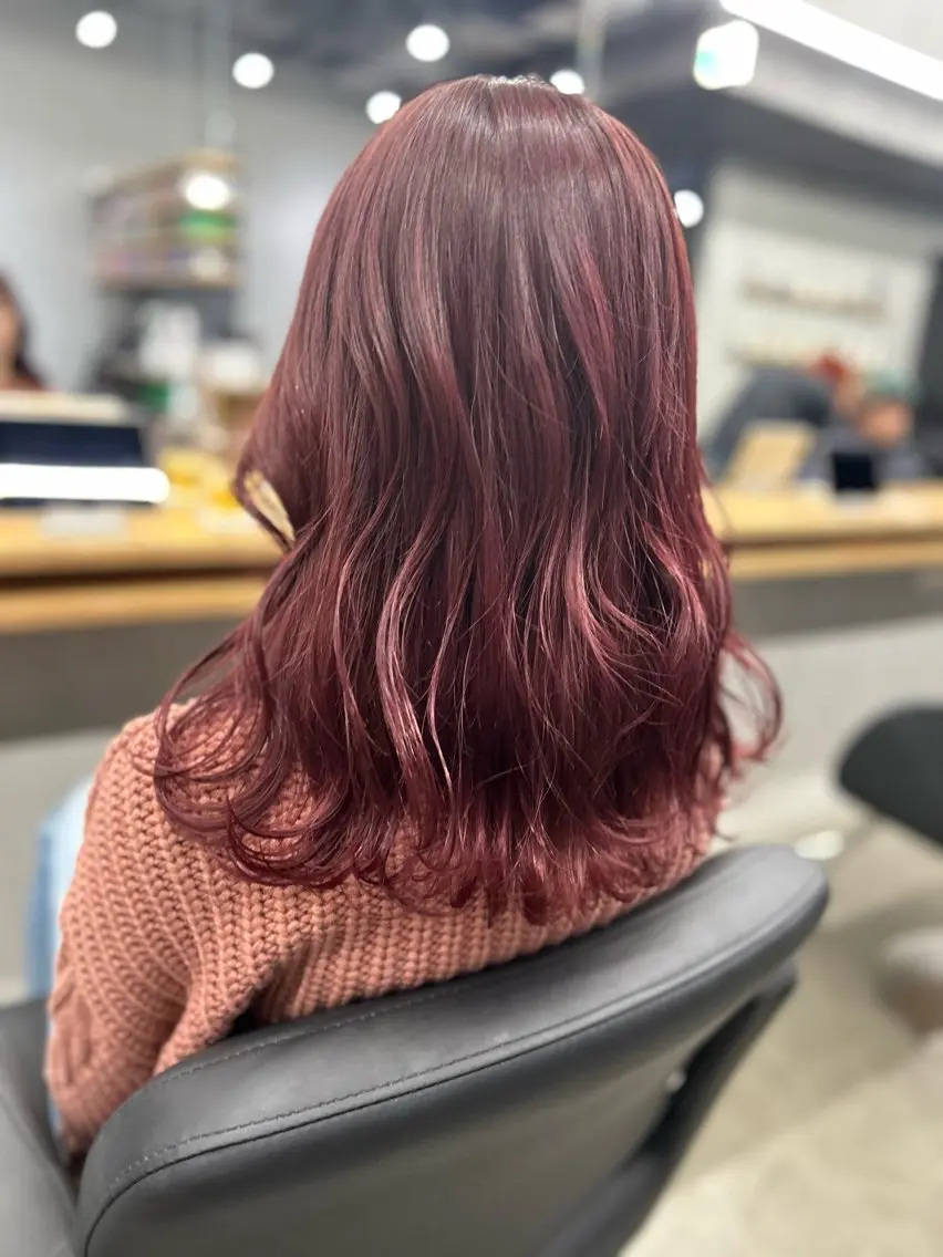 ロング カラー レッドカラー バイオレットカラー N/デザインカラー 🌿ナギのヘアスタイル