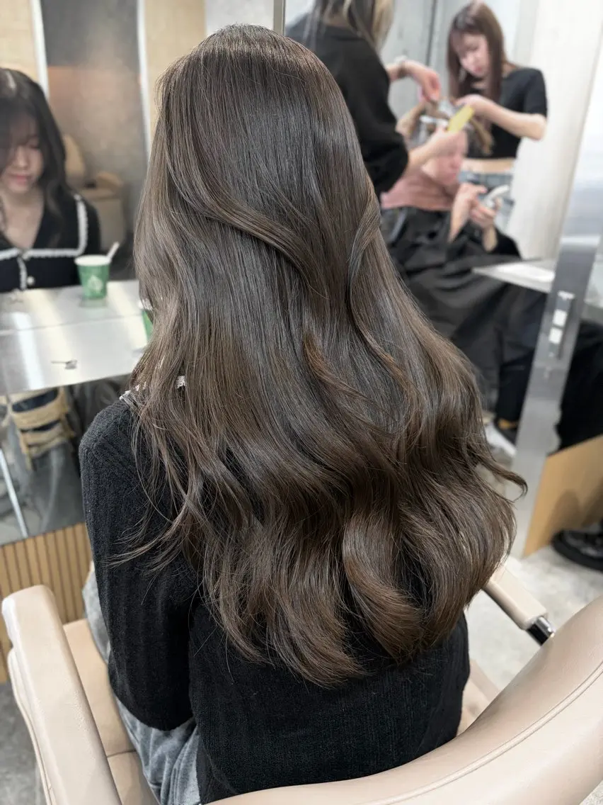 ロング カラー ヘアカラー トリートメント 失敗しないハイトーン ミルクティーベージュのヘアスタイル