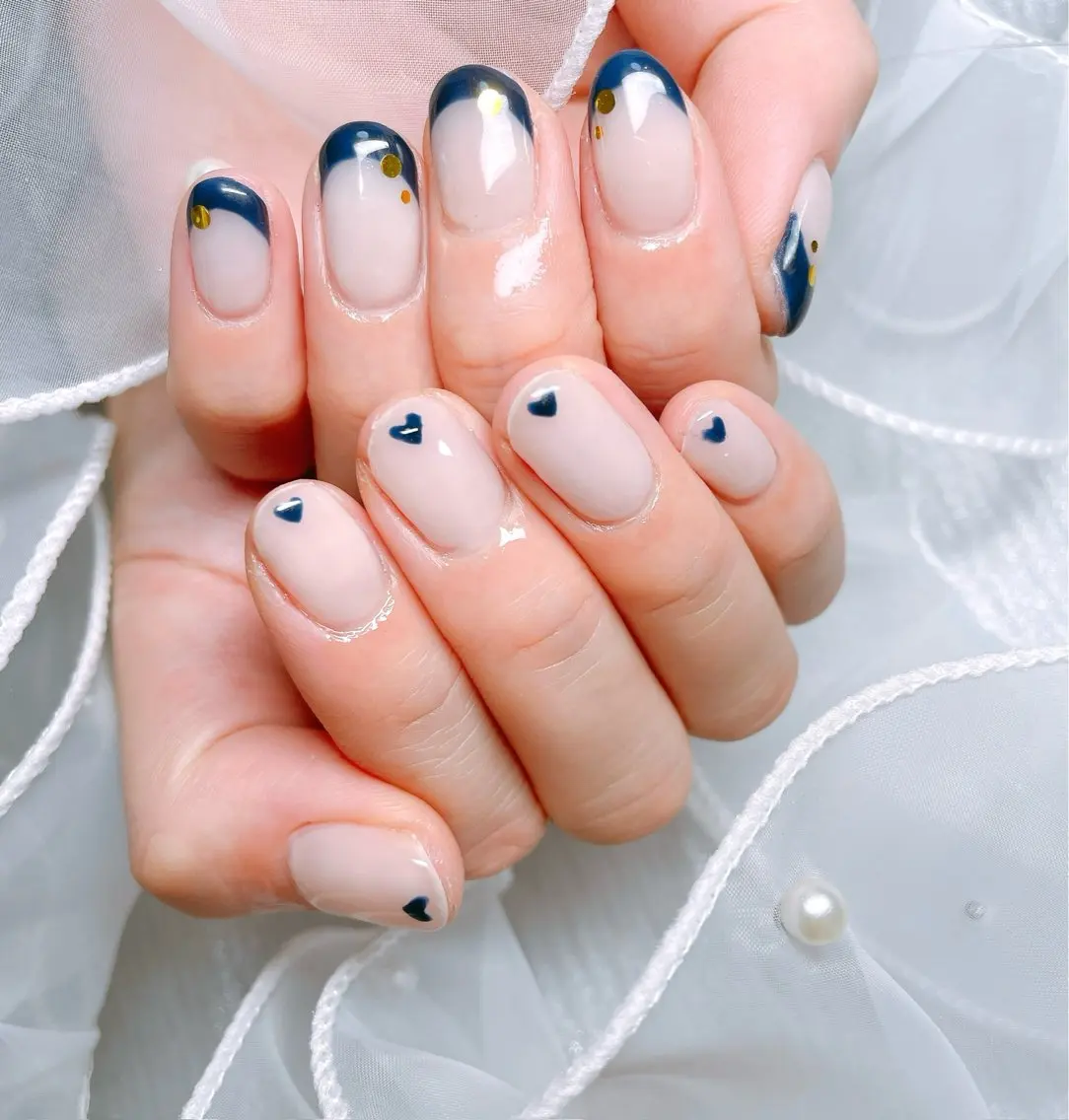 ネイル フレンチネイル ハート 持ち込み 春ネイル ハンドネイル ハンドケア GAL_NAIL Miraiのネイルデザイン