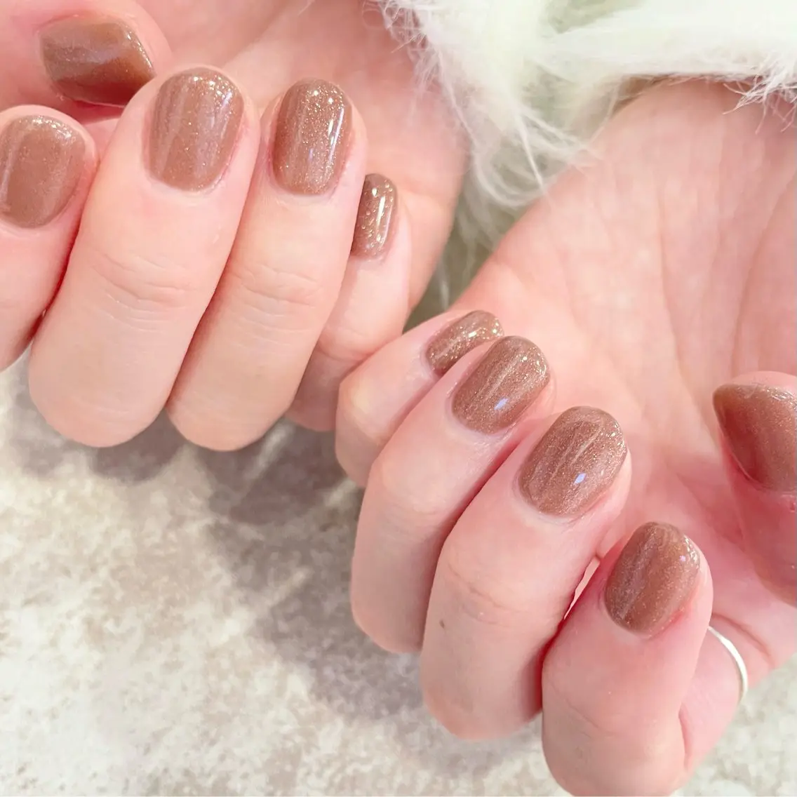 ネイル ブラウン グラデーション ラメ(グリッター) ワンカラーネイル ハンドネイル nailsalon amity🌿池田のネイルデザイン