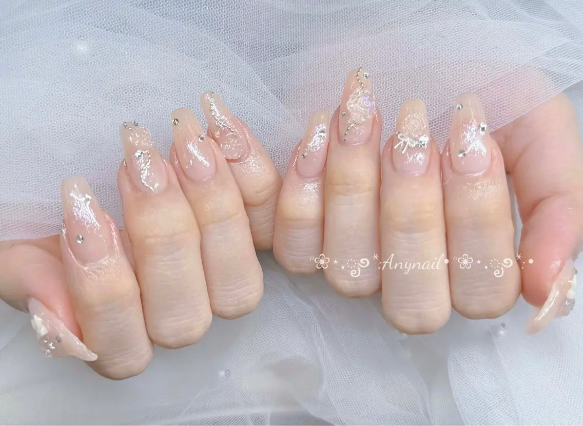 ネイル ロングネイル マグネットネイル 春ネイル 夏ネイル スーパーロングネイル ハンドネイル Any nail新大久保店のネイルデザイン