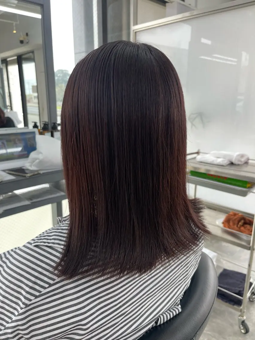 ミディアム パーマ 縮毛矯正🐼暖色 根本侑季のヘアスタイル