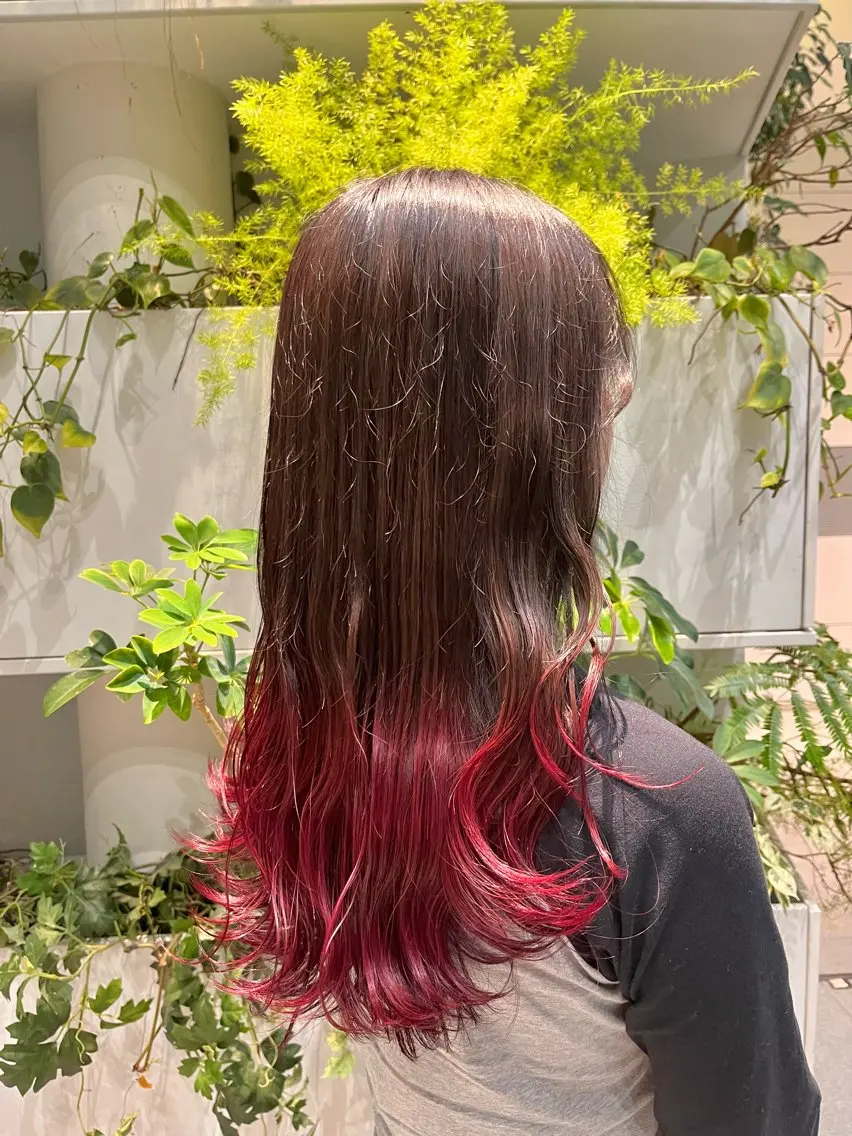 ロング カラー グラデーションカラー レッドカラー くさかみさき🌼暖色 /耳つぼ/オタク🌼のヘアスタイル