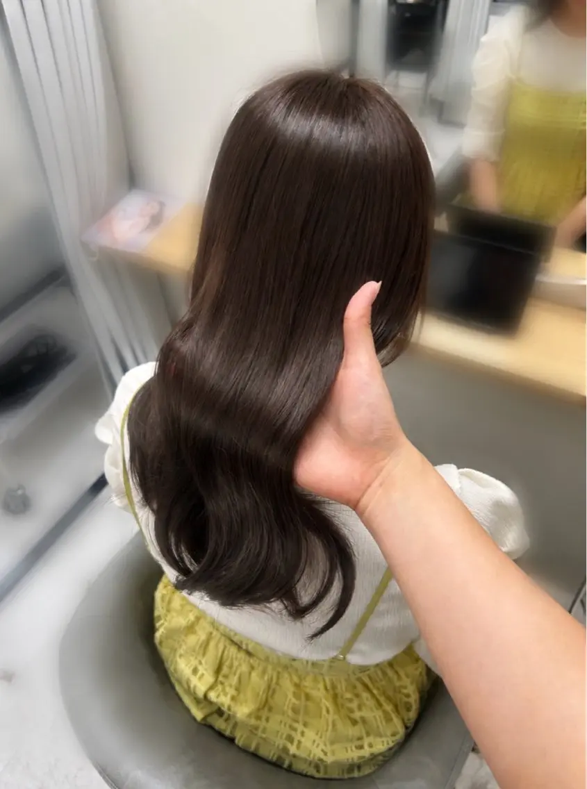 セミロング アッシュ アッシュブラウン ヘアカラー トリートメント mayu /韓国風/艶カラーのヘアスタイル