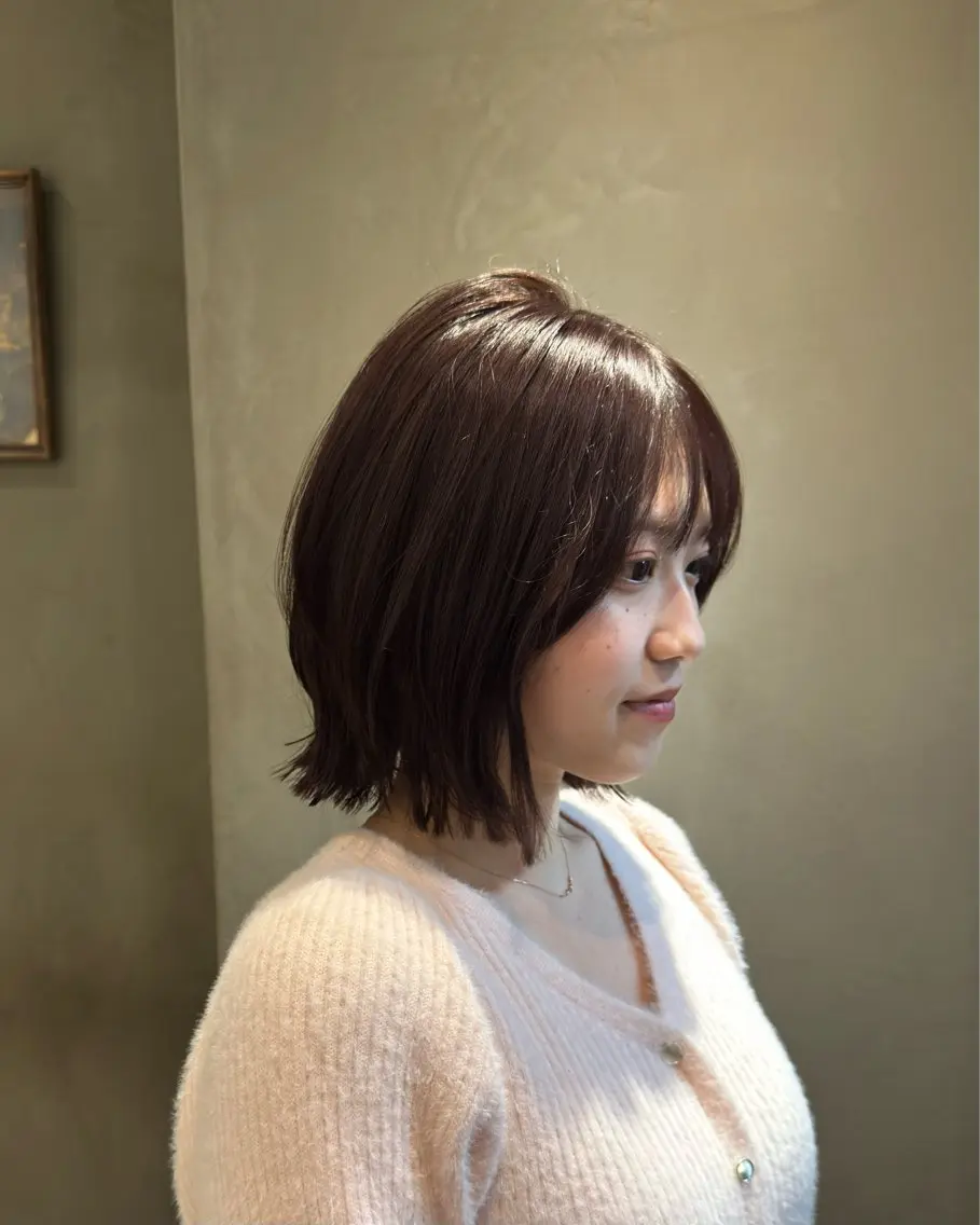 ショート ボブレイヤー ボブ くびれヘア 顔まわりレイヤー 韓国風ヘア カット ヘアカラー トリートメント ボブ/レイヤー/パー マ/立川/KOKIのヘアスタイル