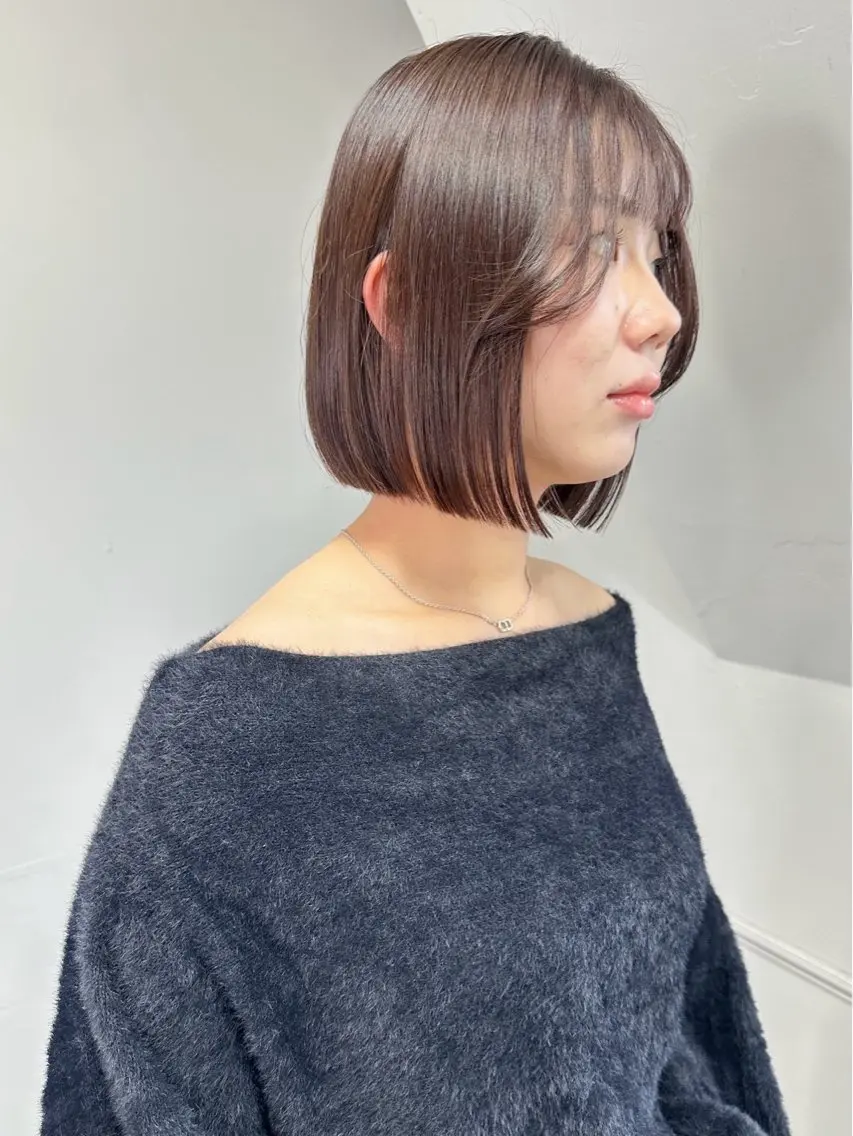 ショート カラー カット トリートメント 縮毛矯正×ボブ職人 【圧倒的朝楽ボブ】のヘアスタイル