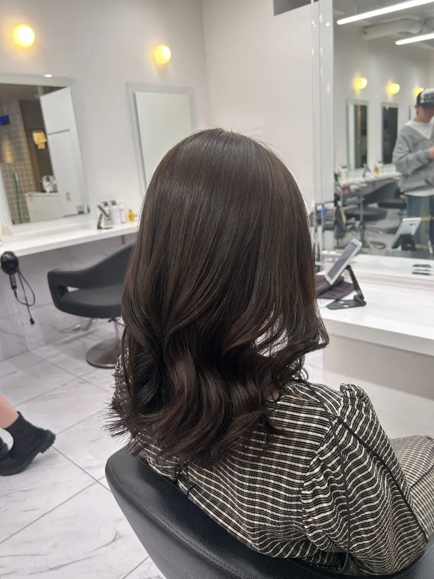 ロング カラー パーマ ヘアアレンジ メンズ キッズ ブリーチなしカラー/ ブラウン/レイヤーのヘアスタイル
