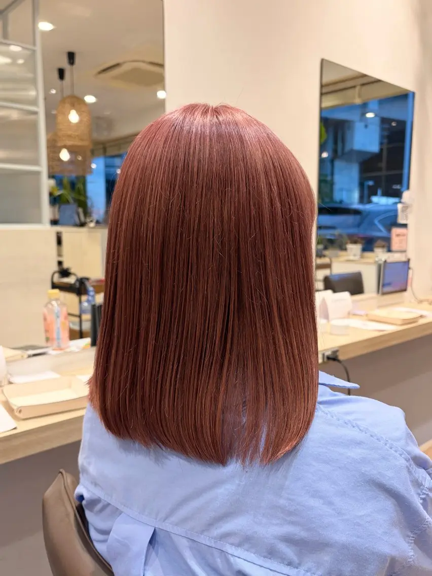 ミディアム カラー ベージュカラー ピンクカラー ピンクベージュ 櫻井 美夕のヘアスタイル