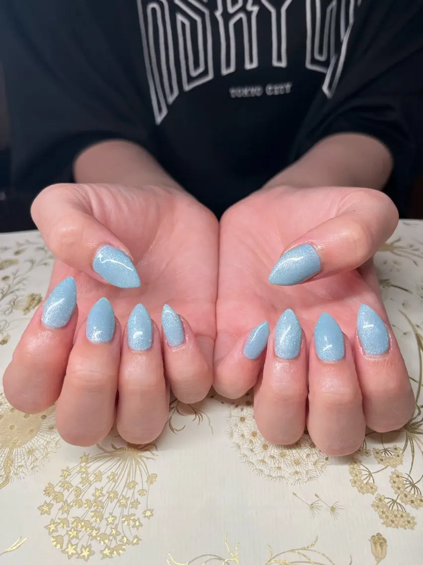 ネイル 水色 マグネットネイル ハンドネイル miel nailのネイルデザイン