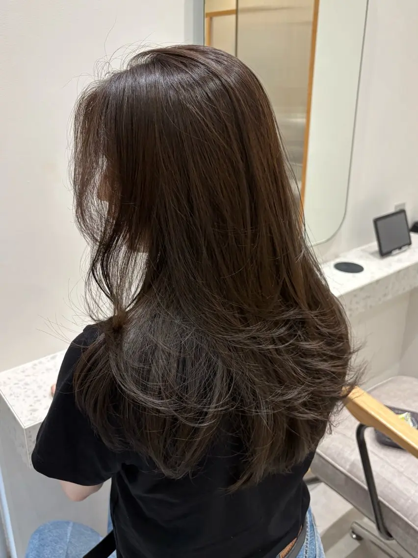 ロング レイヤーカット ヘアカラー トリートメント 顔周り/レイヤー カット🎀ヒラバルのヘアスタイル