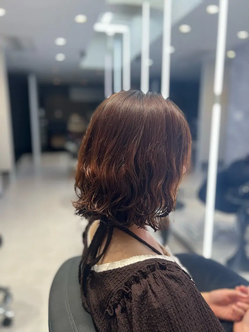 ミディアム パーマ eco/透明感/ 髪質改善/堀江のヘアスタイル