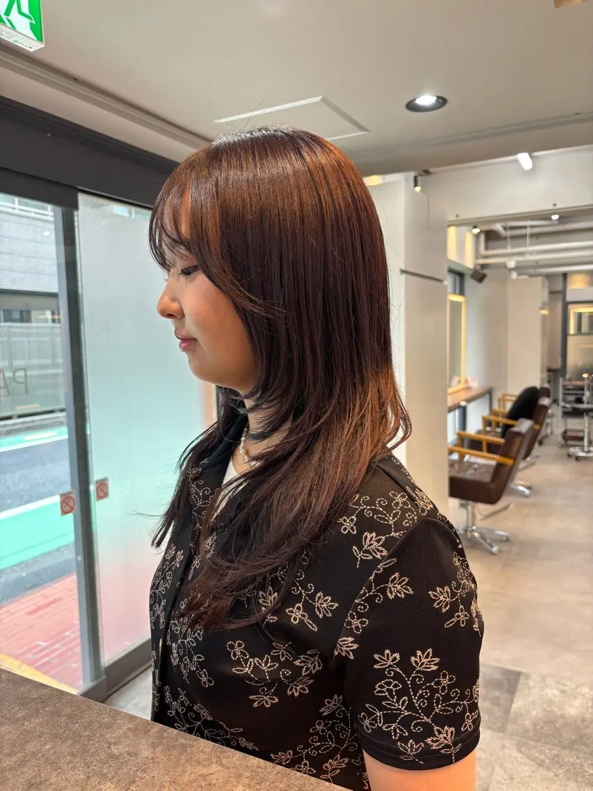 ロング カラー ハッシュカット カット ヘアカラー レイヤー✂︎ぷつボブ 艶カラー🤍noaのヘアスタイル