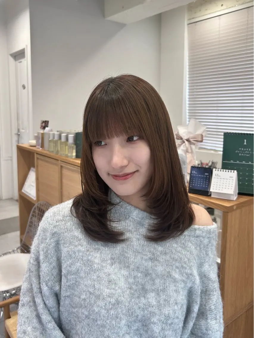 ミディアム 韓国ヘア ‎⟡.·KANA🐥のヘアスタイル