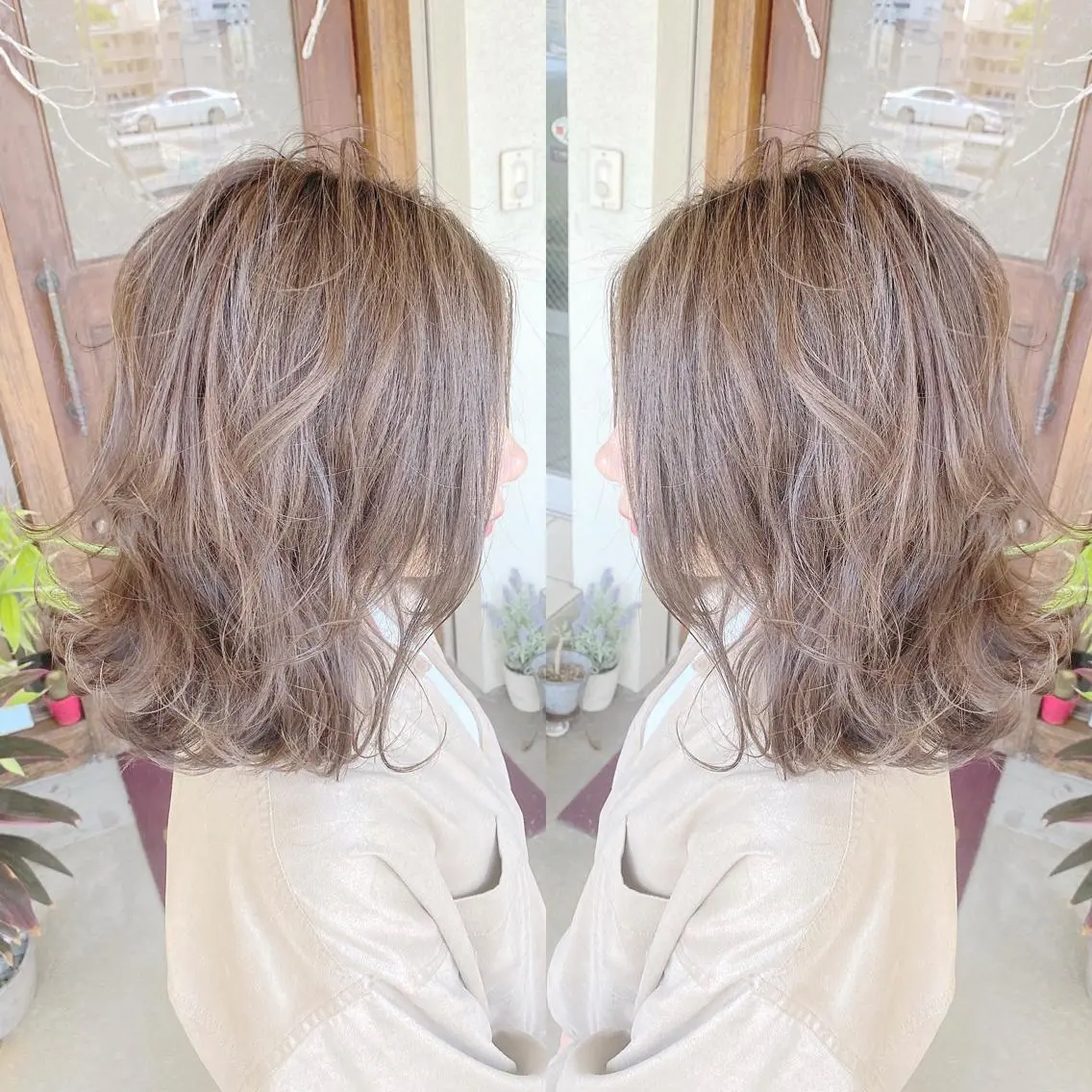 ミディアム カラー ベージュカラー ヌーディベージュ カット ヘアカラー トリートメント grand juteのヘアスタイル