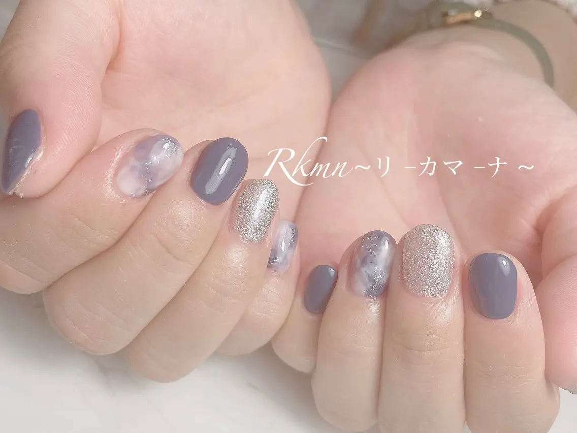 ネイル アートネイル 大理石ネイル(マーブル) 春ネイル ハンドネイル フットネイル ハンドケア Rkmn ~リ-カマ-ナ~のネイルデザイン