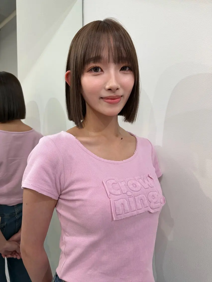 ミディアム カラー ベージュカラー ブリーチ ケアブリーチ デザインカラー ダブルカラー カット ヘアカラー TATSUブリーチ/ ミルクティーベージュのヘアスタイル