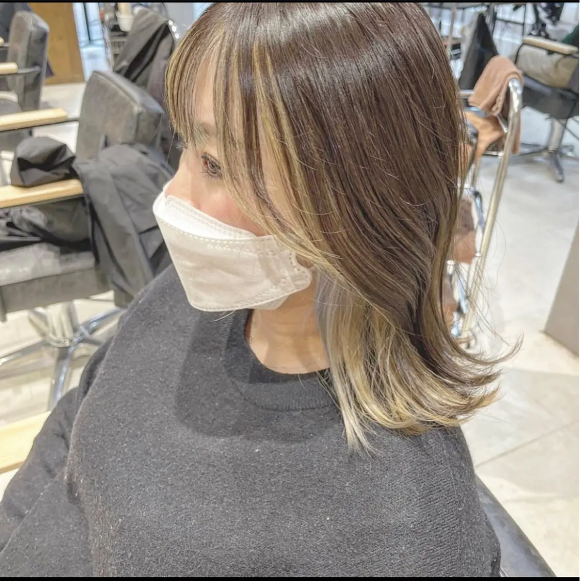 セミロング カラー ヘアアレンジ ヘアカラー トリートメント 似合わせ＋韓国カット ニシヤマ　マイのヘアスタイル