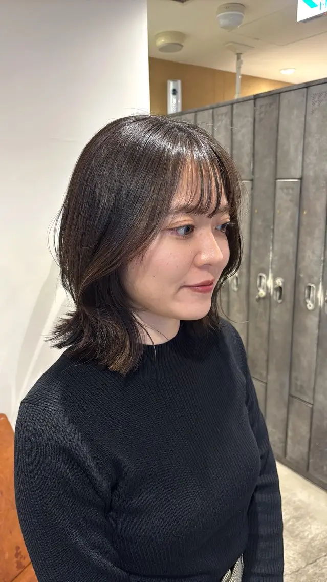 ミディアム くびれヘア 顔まわりレイヤー レイヤーカット 梅田美容室/カット /Maoのヘアスタイル