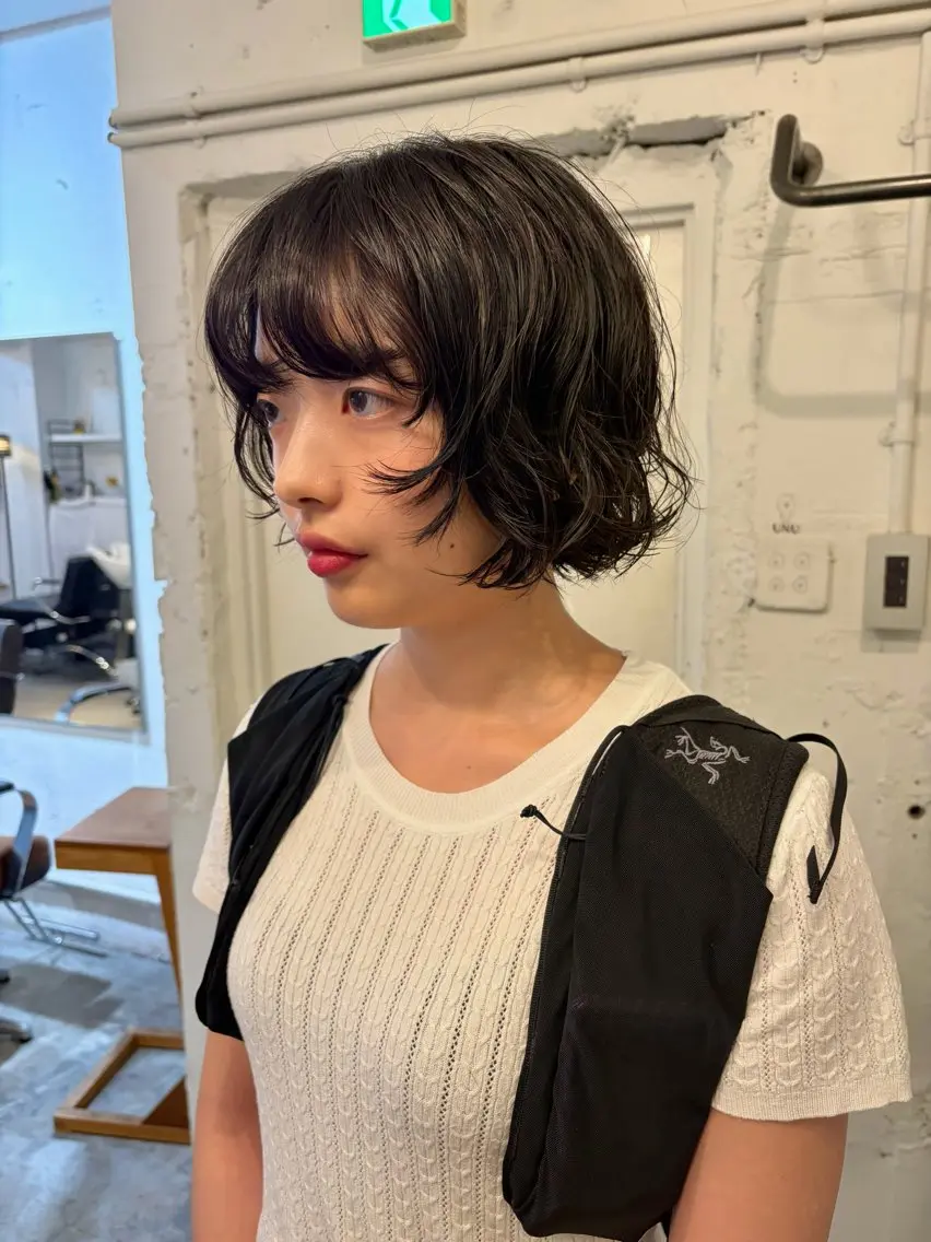 ショート カラー パーマ ボブレイヤー ボブ レイヤーカット カット ヘアカラー パーマ トリートメント *UNU* RICOのヘアスタイル