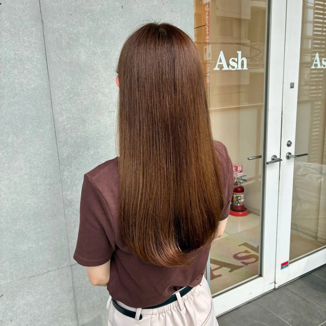 ロング カラー ブラウンカラー ヘアカラー 遠藤姫花 𝒂𝒔𝒉草加𓂃のヘアスタイル