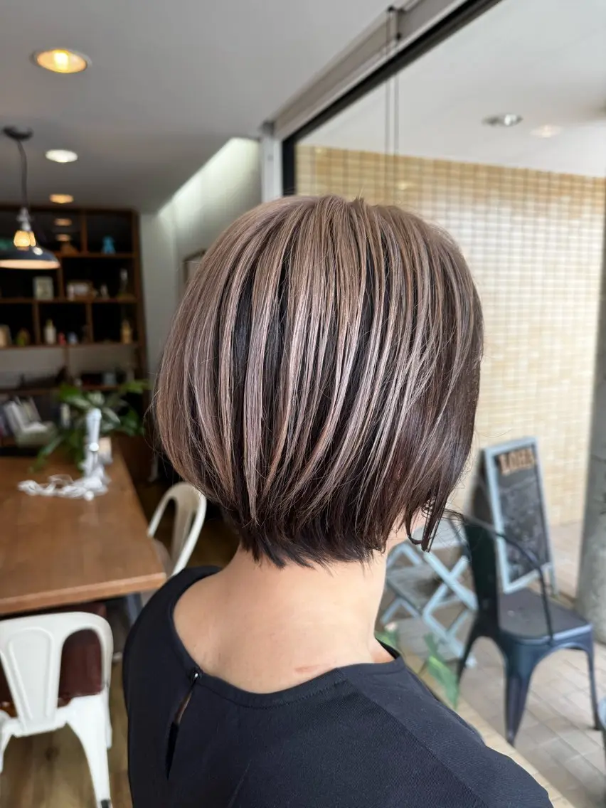 ショート カラー アッシュ アッシュグレー ベージュカラー ヘアカラー トリートメント ツキダテ ユイのヘアスタイル